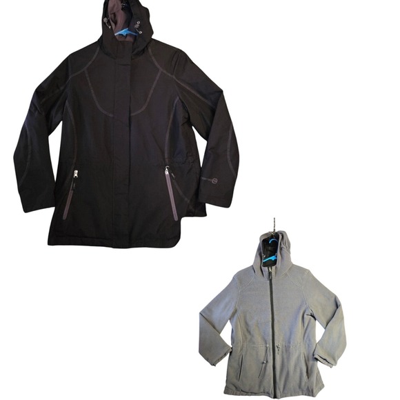 Free Country Jackets & Blazers - FREE COUNTRY Womens Medium Black Reversible Hooded Winter Jacket Cozy Soft